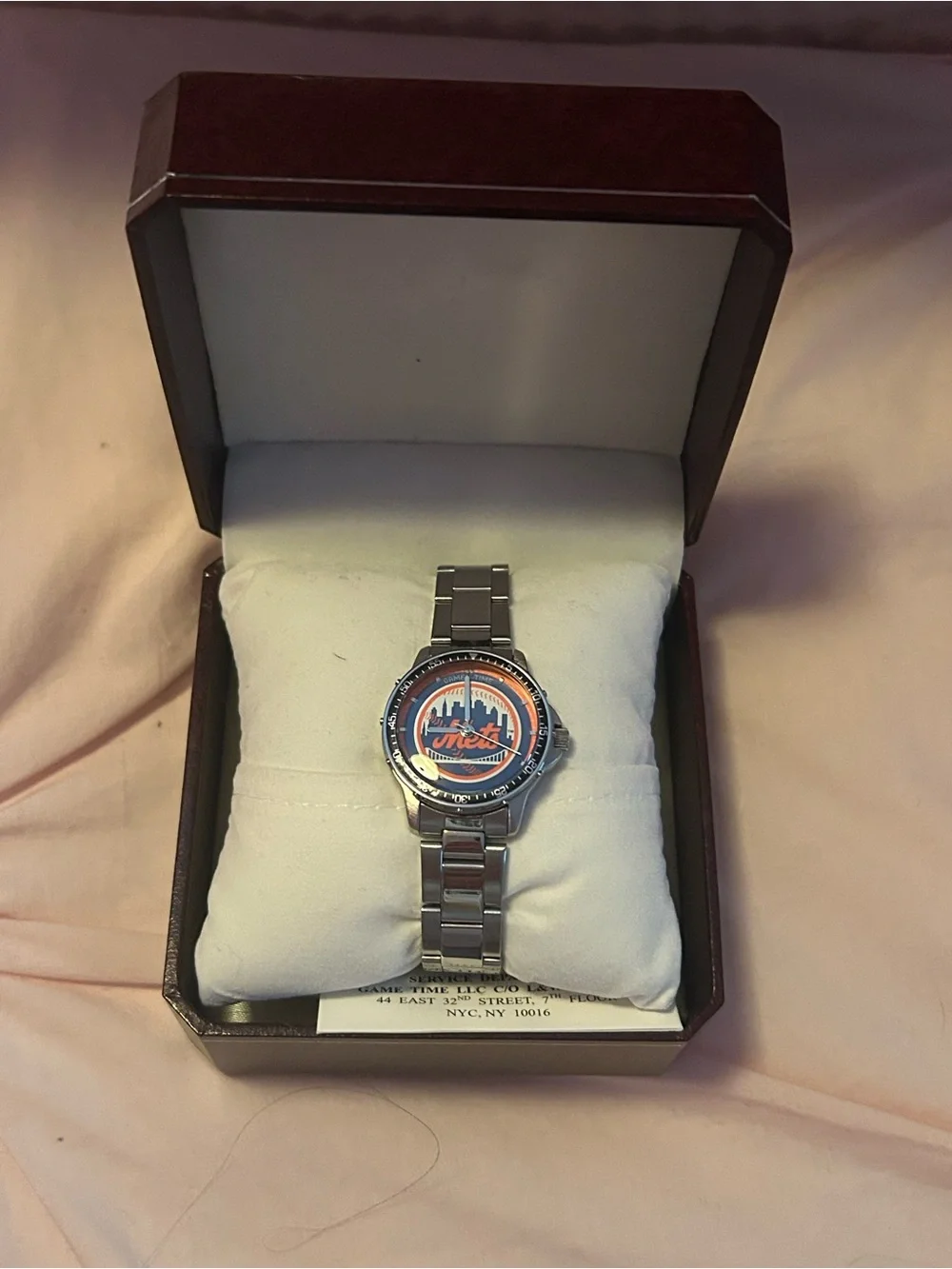 Game Time Silver Men's Watch with Orange and Blue Mets Dial